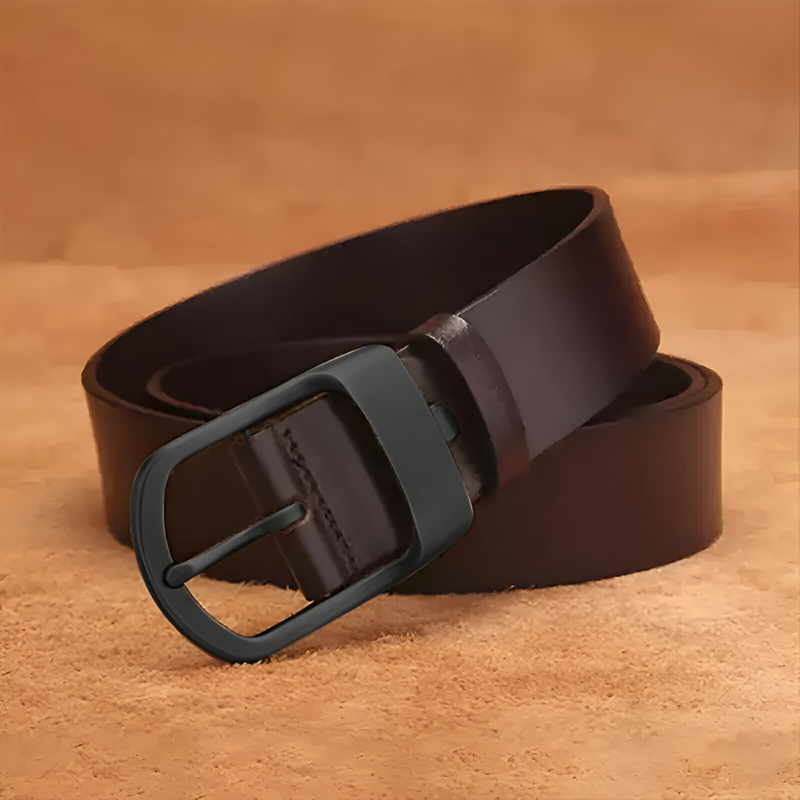 BDB4 Premium Black Buckle Genuine Leather Belt for Men - Image 2