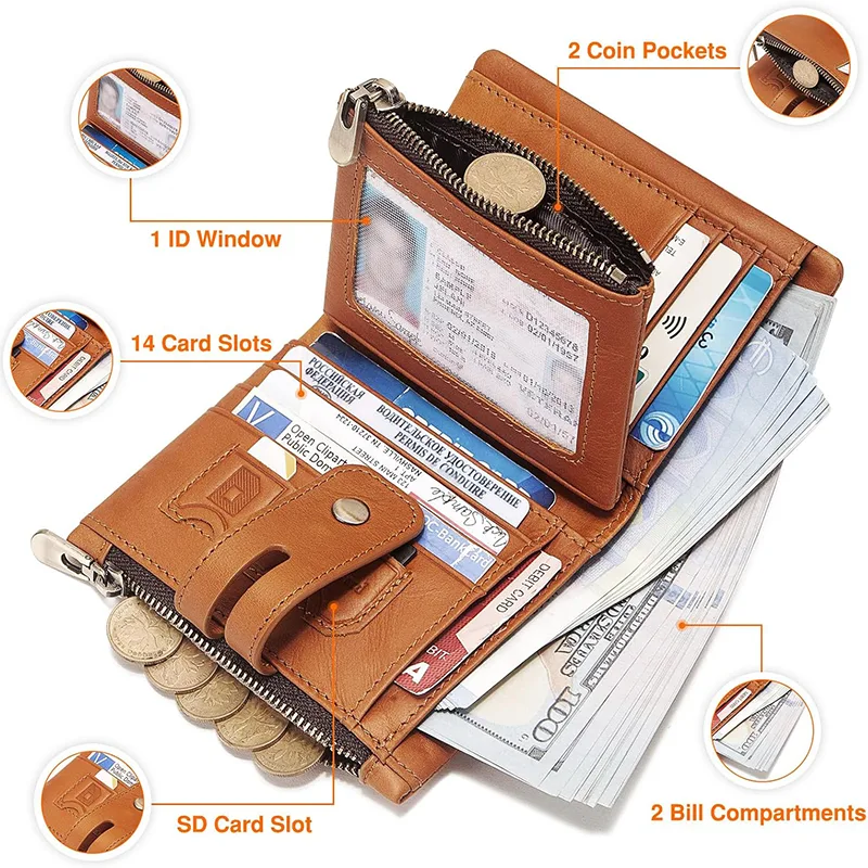 K8172 Kavis Multifunctional Genuine Leather Wallet